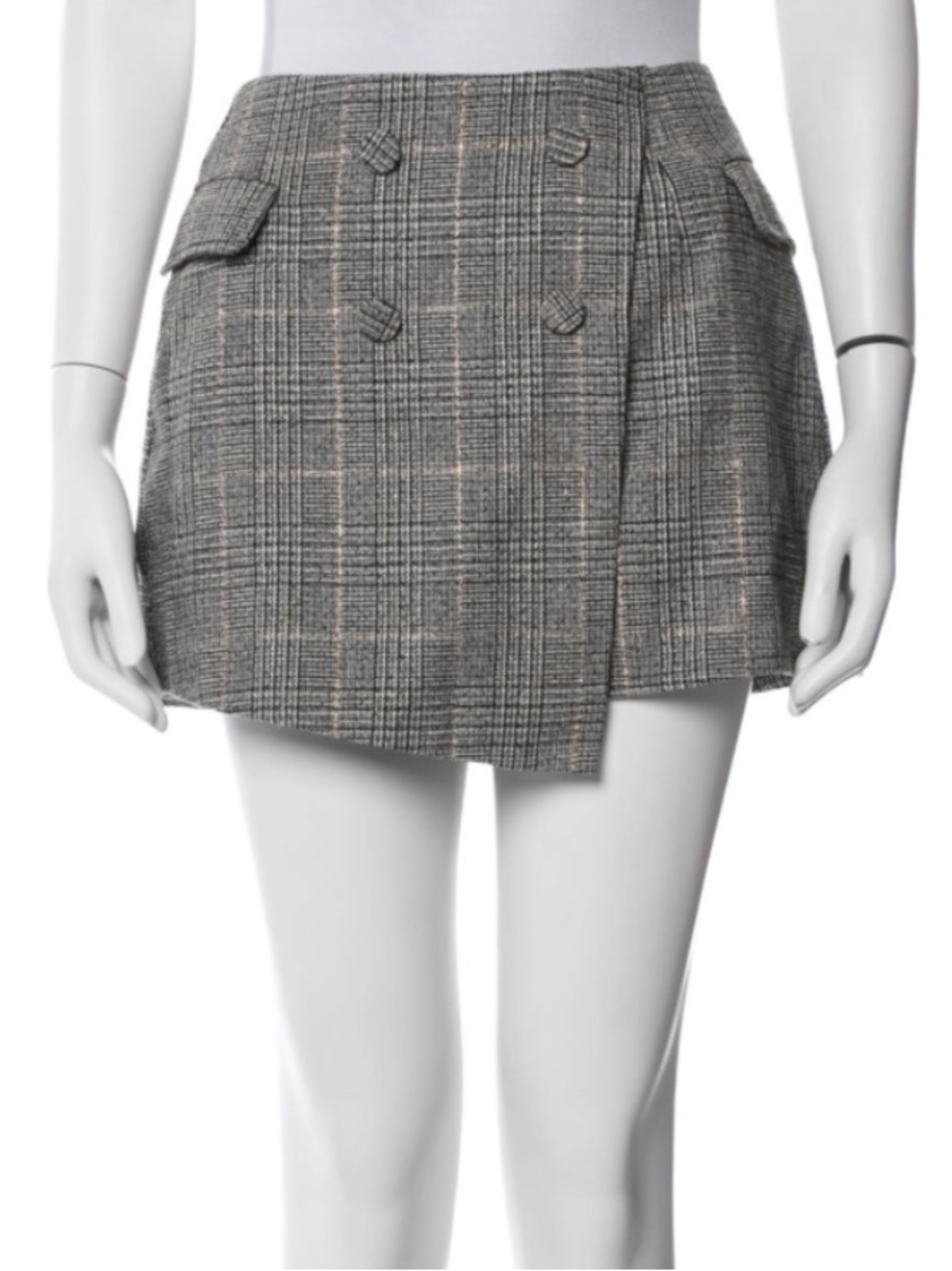 For Love & Lemons Black and White Plaid Mini Skirt Size M